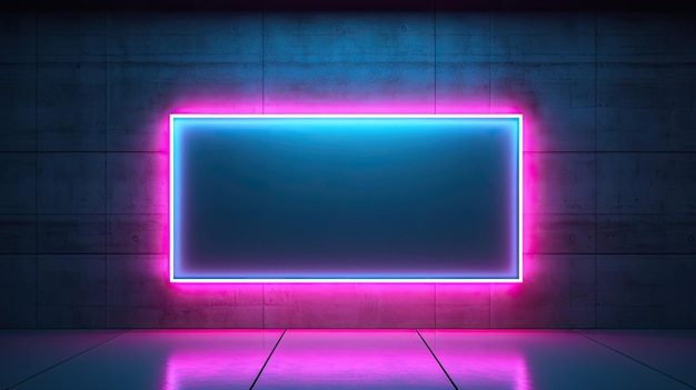 a blue neon sign on the wall