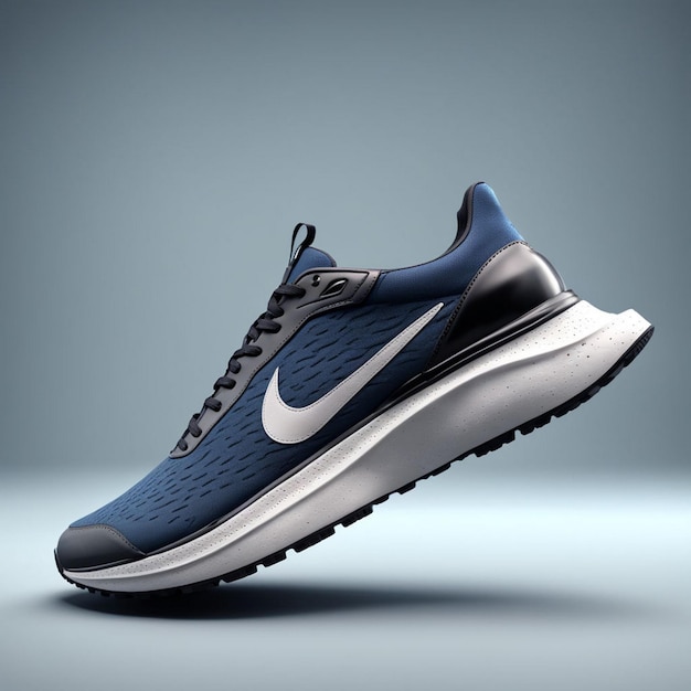 a blue nike shoe with a nike logo on it