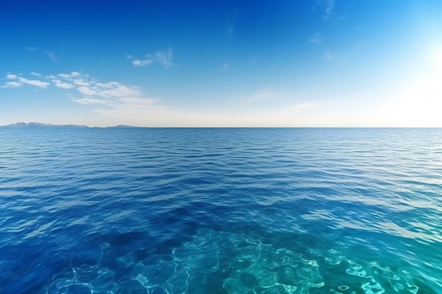 Blue ocean panorama with sun reflection the vast nature sea ocean