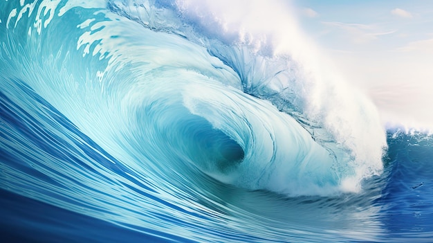 Blue Ocean Wave Capturing the Beauty of Sea Water Surfing on the Beach Background with Underwater