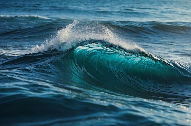 Blue ocean waves crashing against the shore