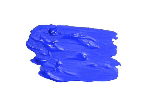 Blue oil paint stain isolated on white background