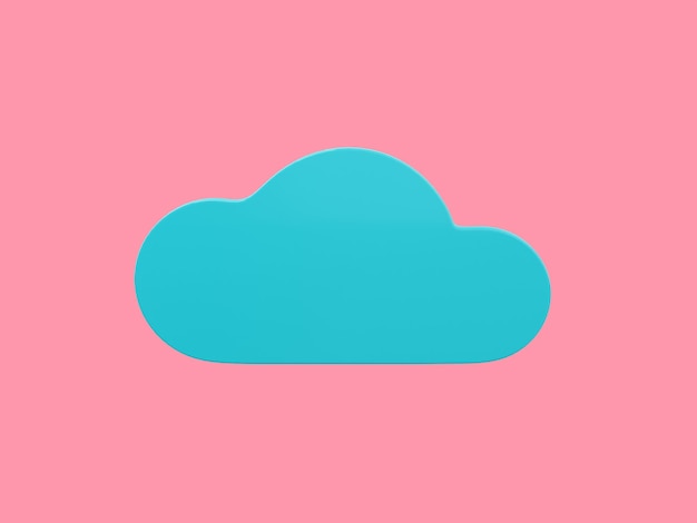 Blue one color cloud front view on pink flat background Minimalistic design object 3d rendering icon ui ux interface element