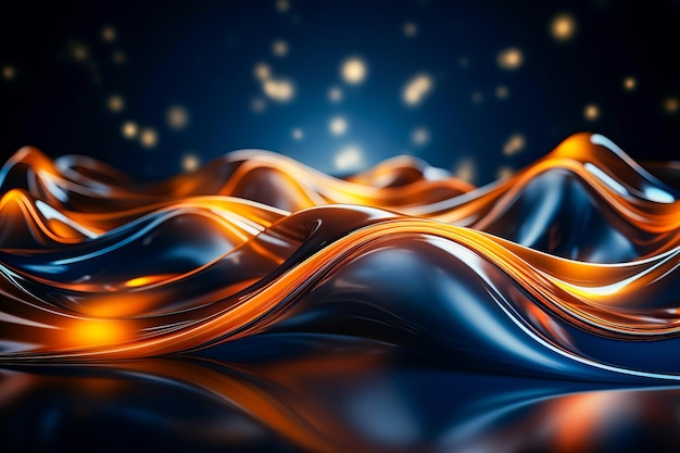 Blue and orange abstract background with blurry wave Generative AI