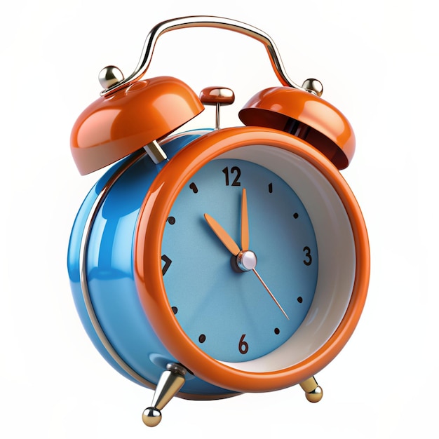 A blue and orange alarm clock