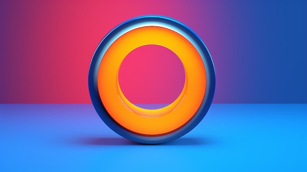 A blue and orange circle with a blue background