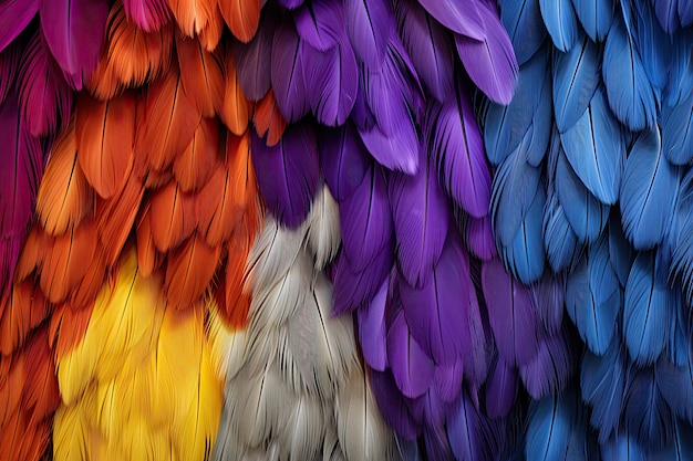 Photo blue and orange feathers background