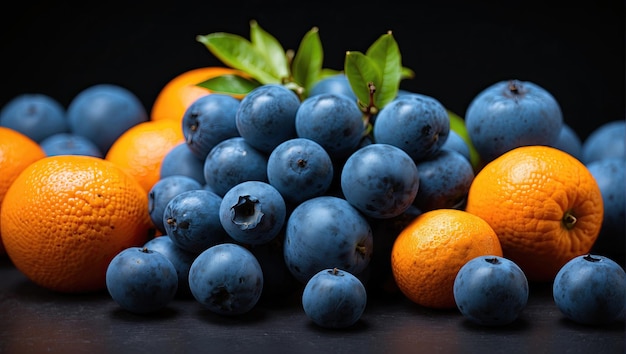 Blue Orange Fruit position background Generative AI