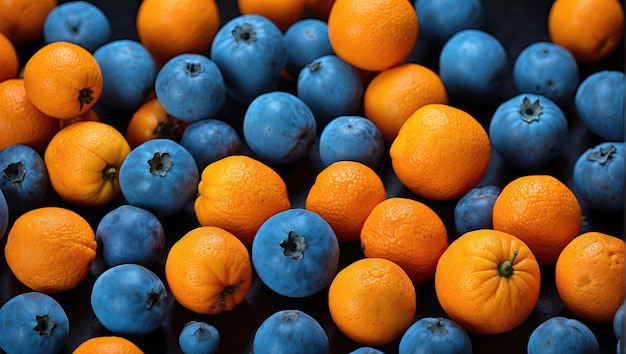 Blue Orange Fruit position background Generative AI