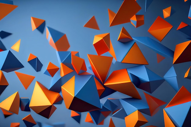 Blue and orange geometric shapes abstract background Generative AI