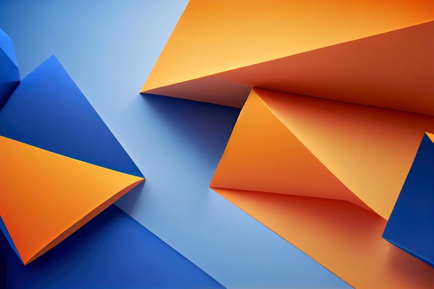 Blue and orange geometric shapes abstract background Generative AI