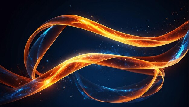 Blue and orange glowing ribbons