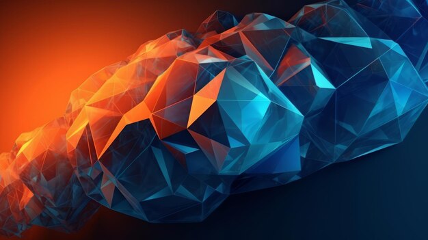 Blue orange Gradient Digital Polygons Generative ai