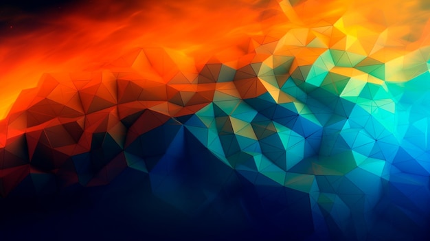 Blue orange Gradient Digital Polygons A Network Grid Fusion background wallpaper Generative AI