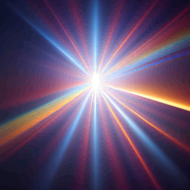 Blue and orange Light Lens flare on black background Lens flare with bright light isolated with a black background