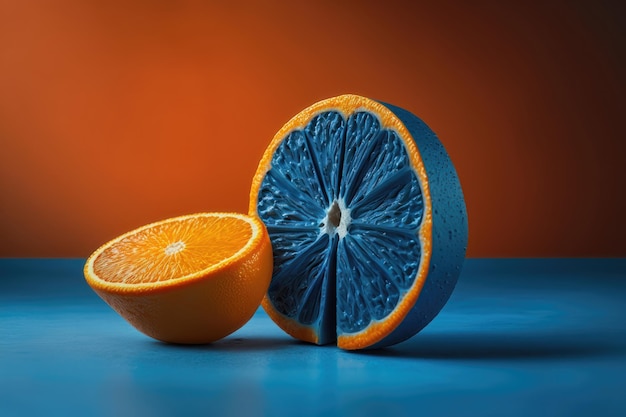 Blue Orange on Orange Background AI generated