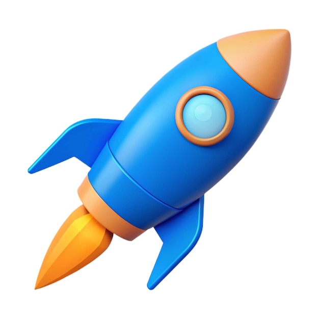 a blue and orange rocket with a blue top and a blue bottom