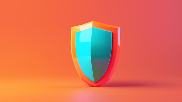 A blue and orange shield on an orange background