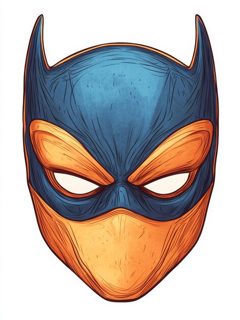 Photo blue and orange superhero mask illustration