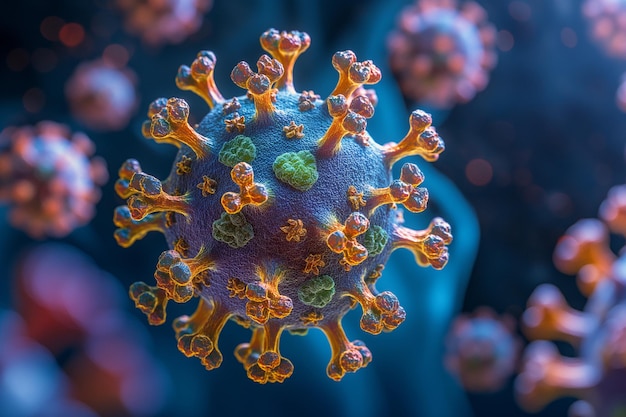 a blue and orange virus is shown in this photo