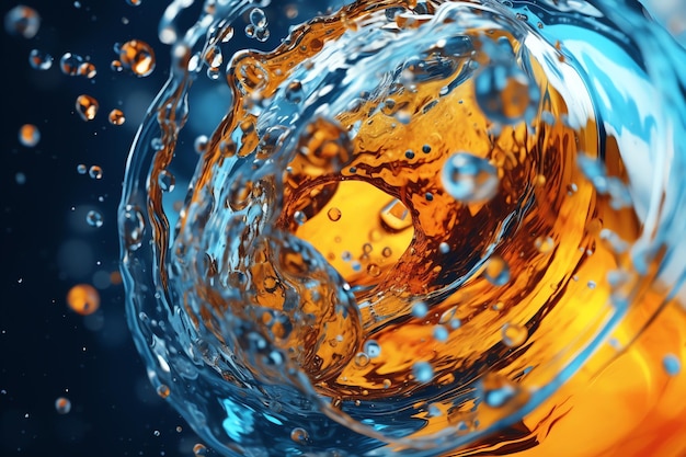 A blue and orange water splash