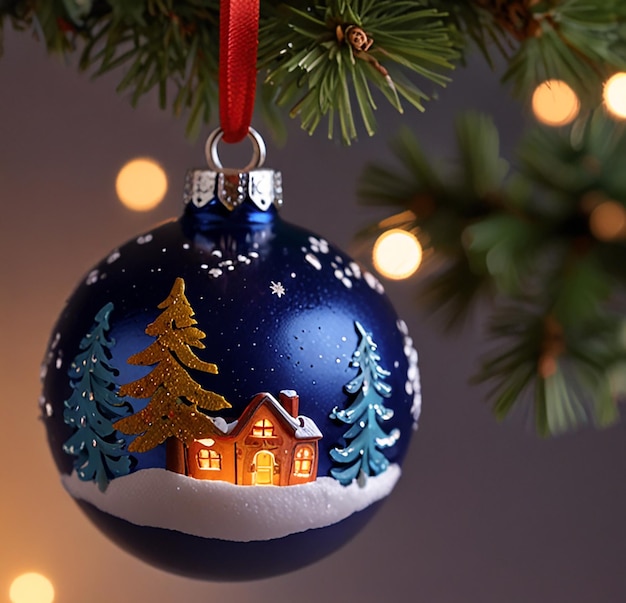 a blue ornament with christmas bauble