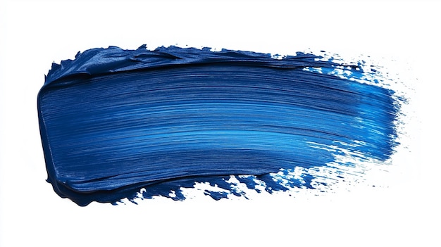 Blue paint brush stroke smear color texture swatch background lipstick white smudge isolated