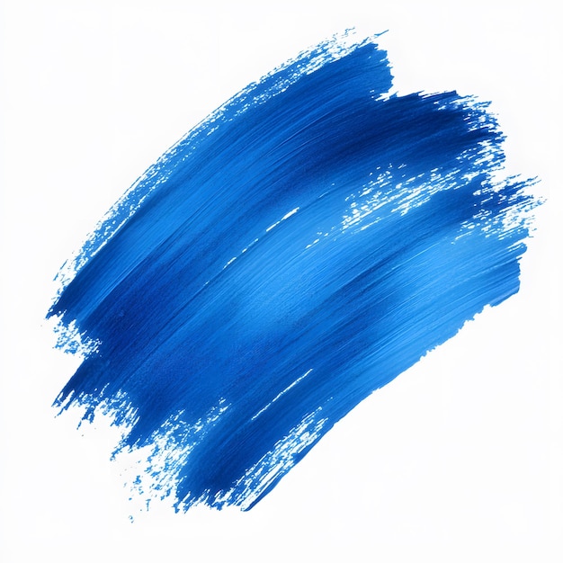 Photo blue paint brush strokes in watercolor isolated against transparent isolated on white background