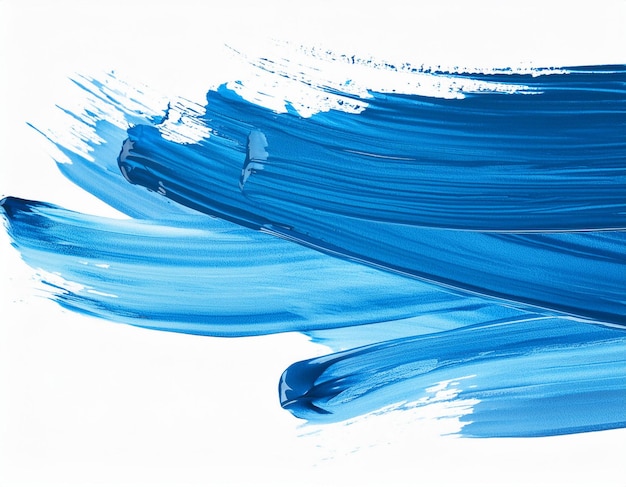 blue paint brush strokes in watercolor isolated against transparent