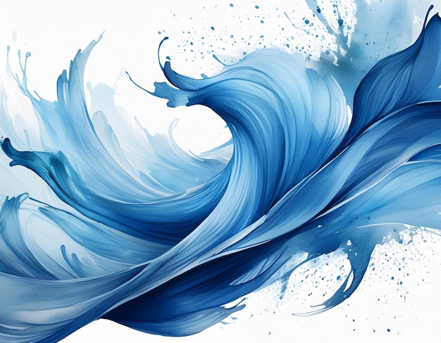 blue paint brush strokes in watercolor isolated against transparent