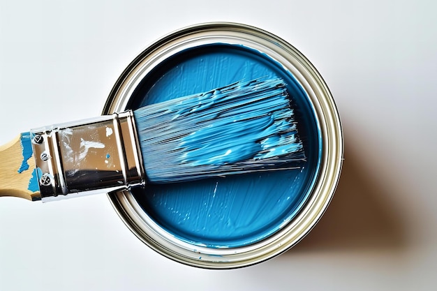 Photo a blue paint brush with a blue paint brush in it