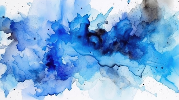 A blue paint splatter stains with watercolors Generative AI