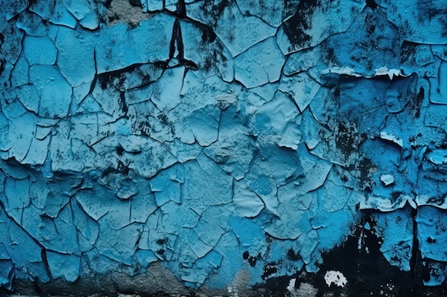 A blue paint texture that has been cracked and has a white spot on it.