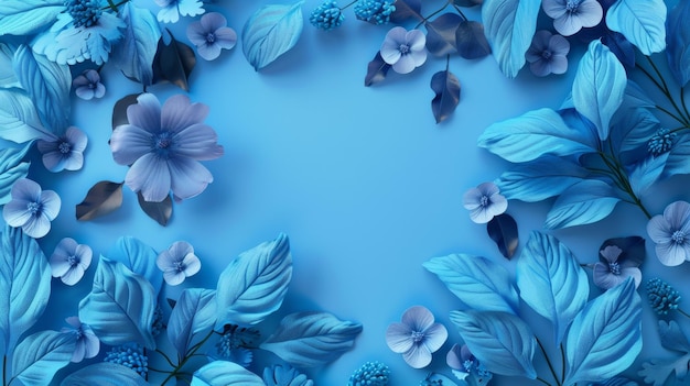 Blue Paper Flowers on Pastel Background