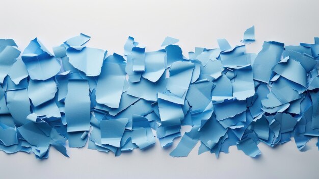 Photo blue paper shreds abstract art