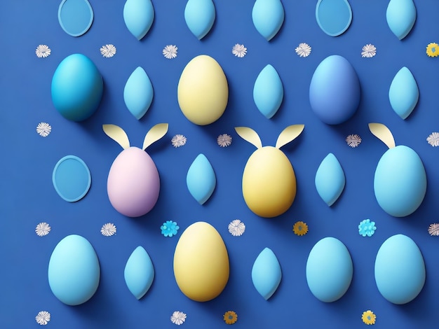 A blue paper with easter eggs on it