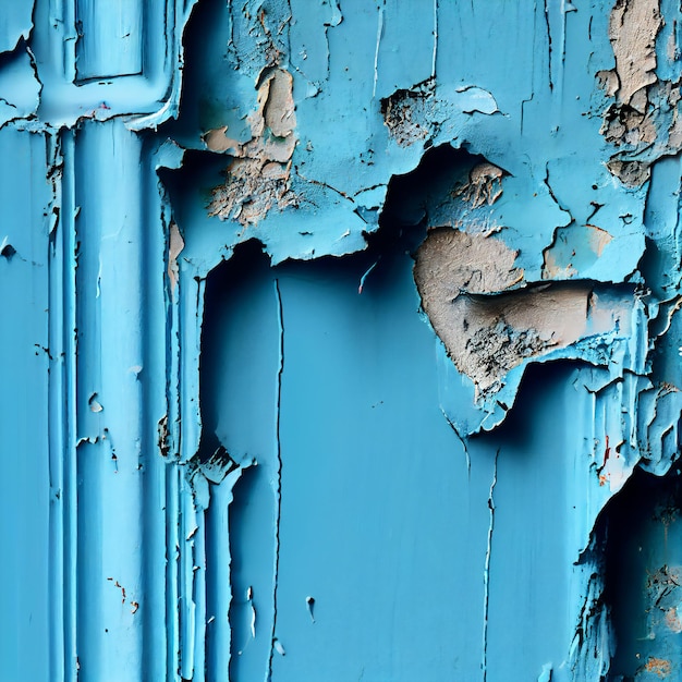 Blue peeling paint on the wall