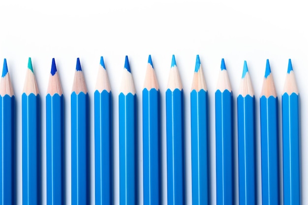 Blue pencils with White outer on white background