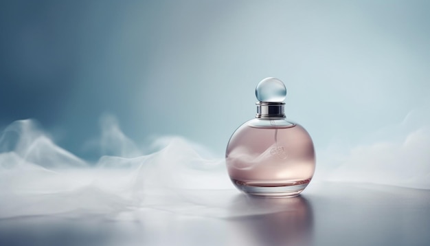 Blue perfume bottle sprays scented elegance and glamour generated by AI