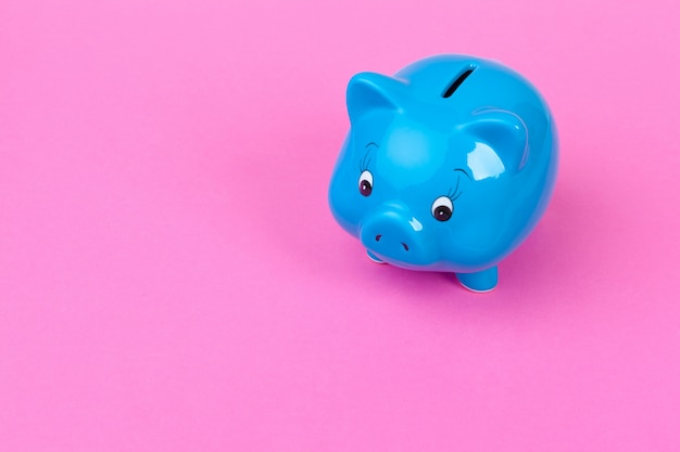 Blue piggy bank money box 