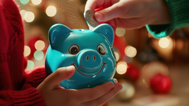 Photo the blue piggy bank