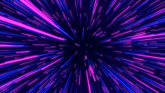 Blue and pink abstract data flow tunnel radial lines Explosion star background