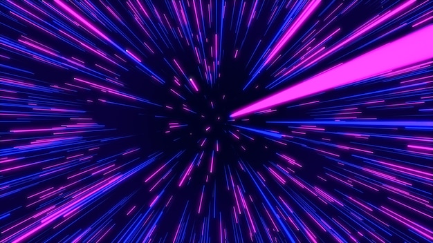 Blue and pink abstract data flow tunnel radial lines Explosion star background