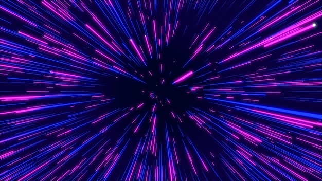 Photo blue and pink abstract data flow tunnel radial lines explosion star background