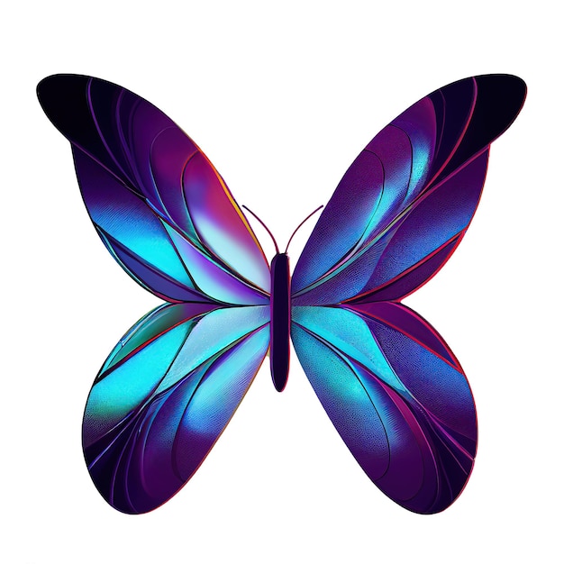 Blue and pink butterfly illustration isolated on white background