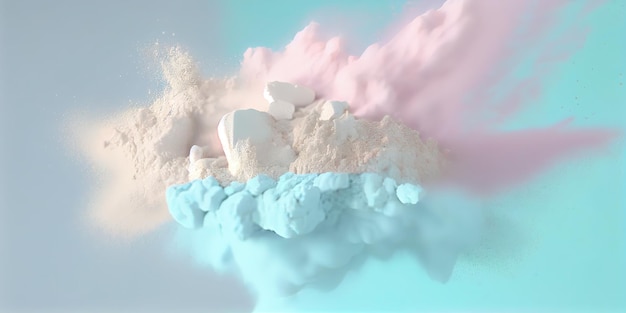 A blue and pink cloud with powder on top of it generative AI