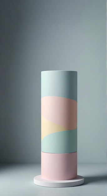 Photo a blue and pink colored can of paint with a pink and blue stripe