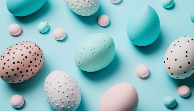 A blue and pink easter egg with a pink and blue pattern on a blue background.