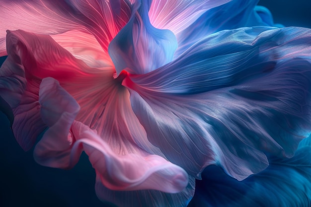 Blue and Pink Flower With Red Center