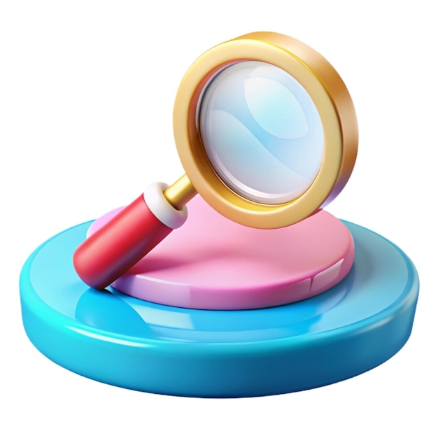 Photo a blue and pink magnifying glass with a gold frame